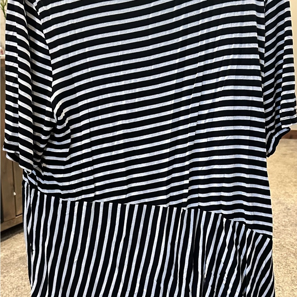 Lane Bryant Black and White Striped Blouse
